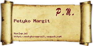 Petyko Margit névjegykártya